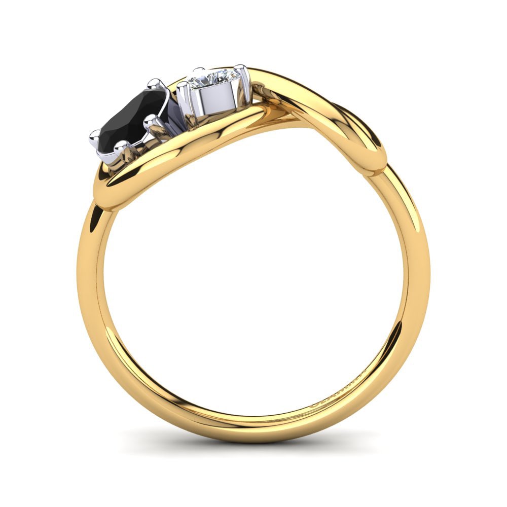 18ct Yellow & White Gold Black Diamond Ring Salvina