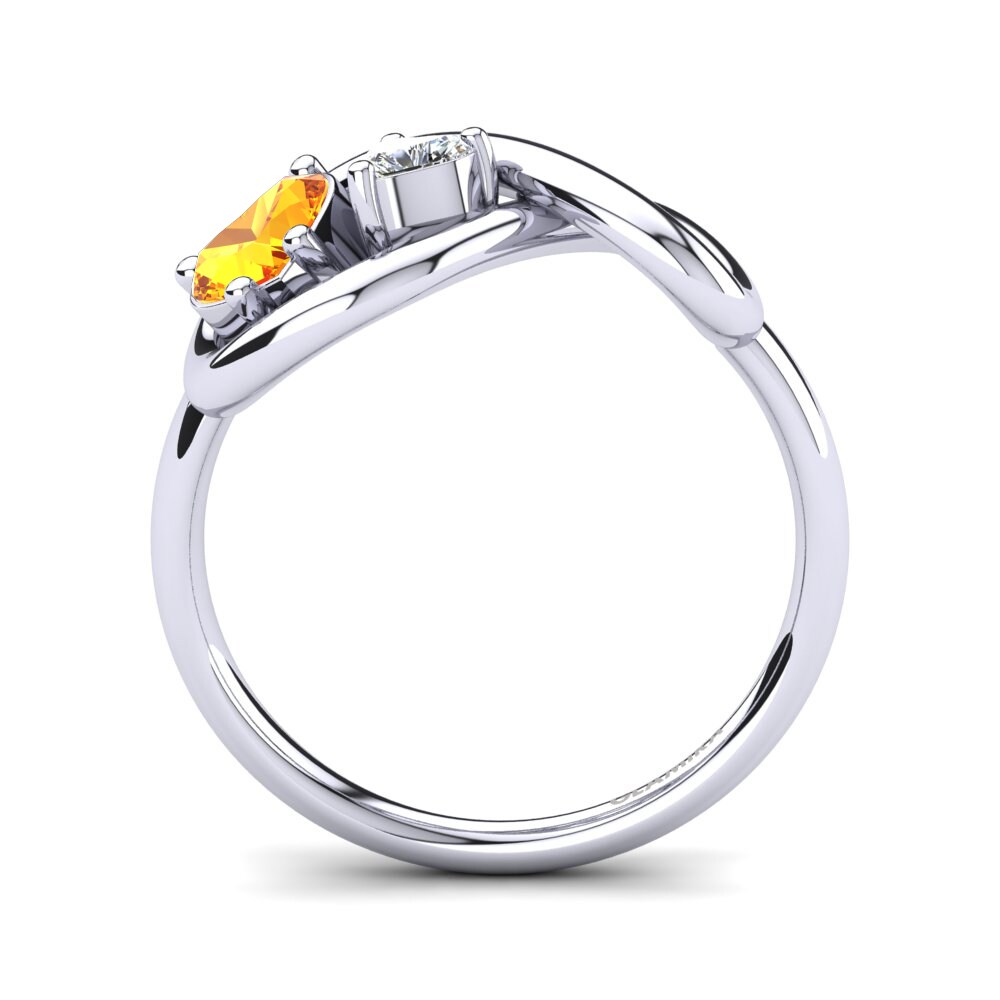 White Silver Citrine Ring Salvina