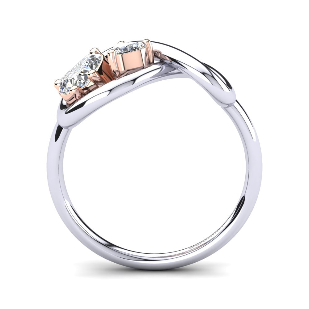 18ct White & Rose Gold White sapphire Ring Salvina