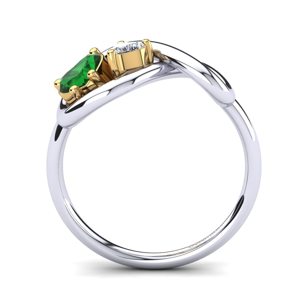 14ct White & Yellow Gold Emerald Ring Salvina