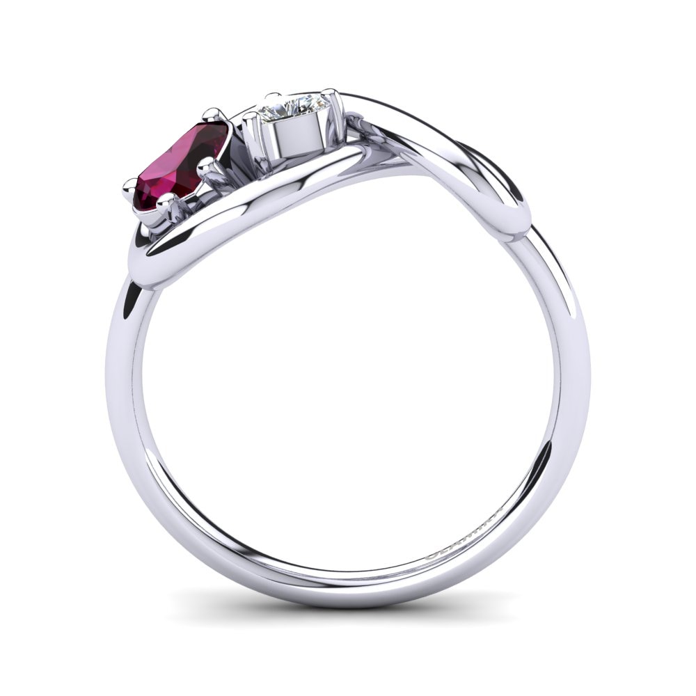 White Silver Rhodolite Garnet Ring Salvina