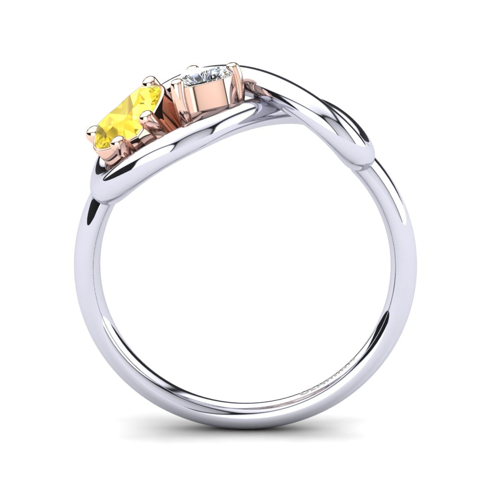 9ct White & Rose Gold Yellow Sapphire Ring Salvina