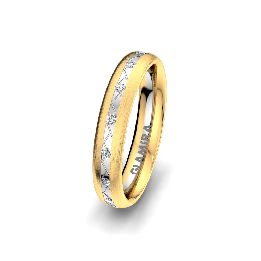 18ct Yellow & White Gold Lab Grown Diamond Women's Wedding Ring Gorgeous Triumph 4 mm