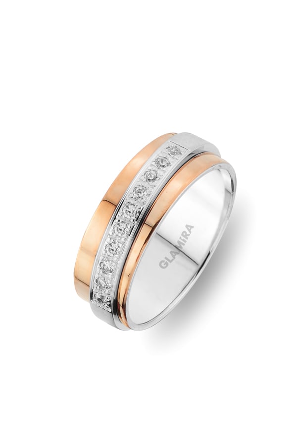 18k White & Rose Gold Women's Wedding Ring Alluring Peace