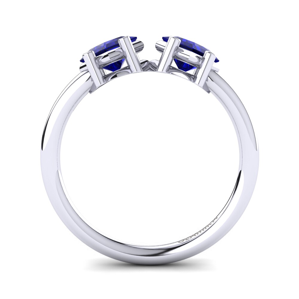 White Silver Dark Blue Zirconia Knuckle Ring Thira