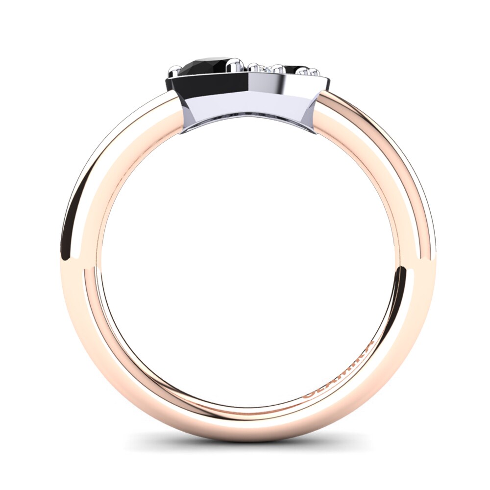 14ct Rose & White Gold Black Onyx Ring Vitalba