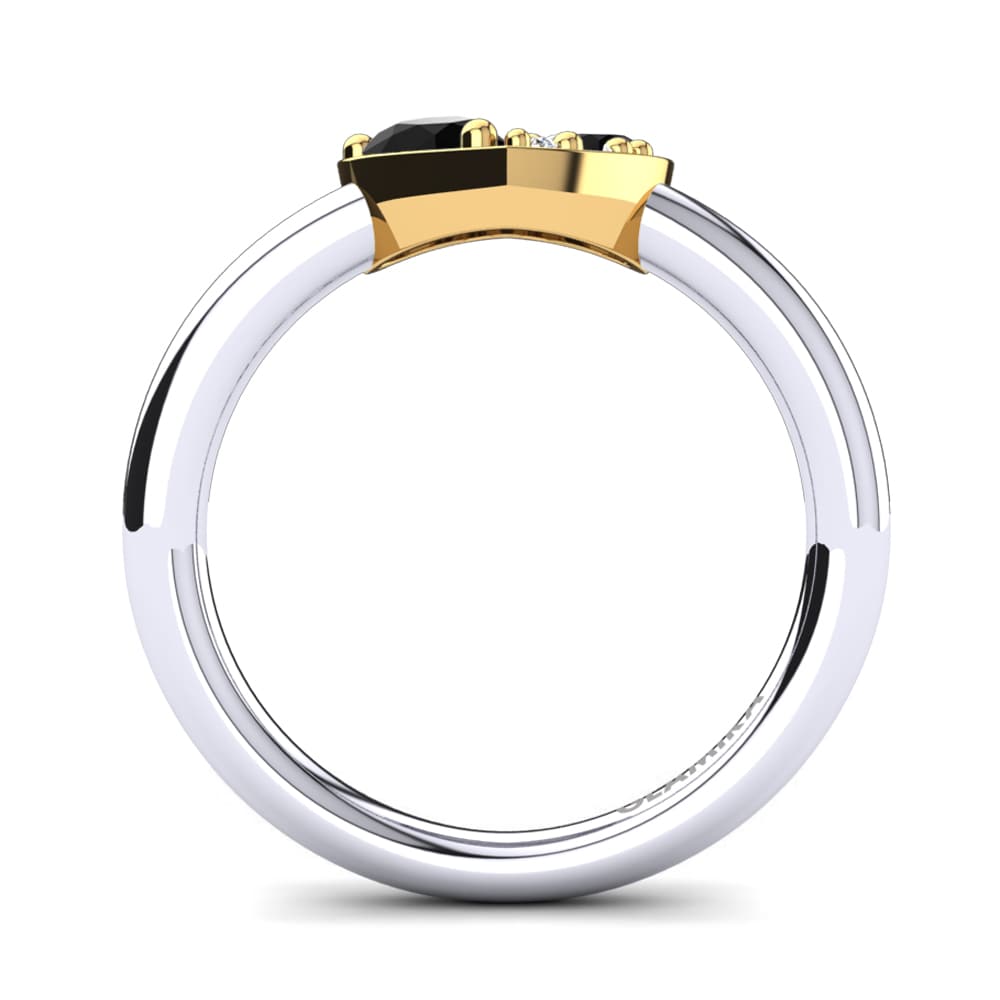 14ct White & Yellow Gold Black Onyx Ring Vitalba