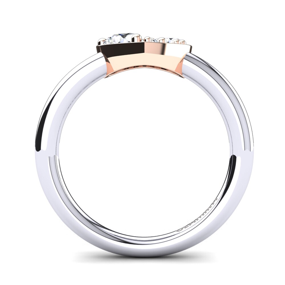 18ct White & Rose Gold White sapphire Ring Vitalba