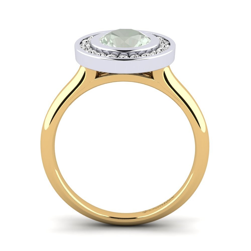 14k Oro Amarillo & Blanco Amatista verde Anillo de compromiso Abigail