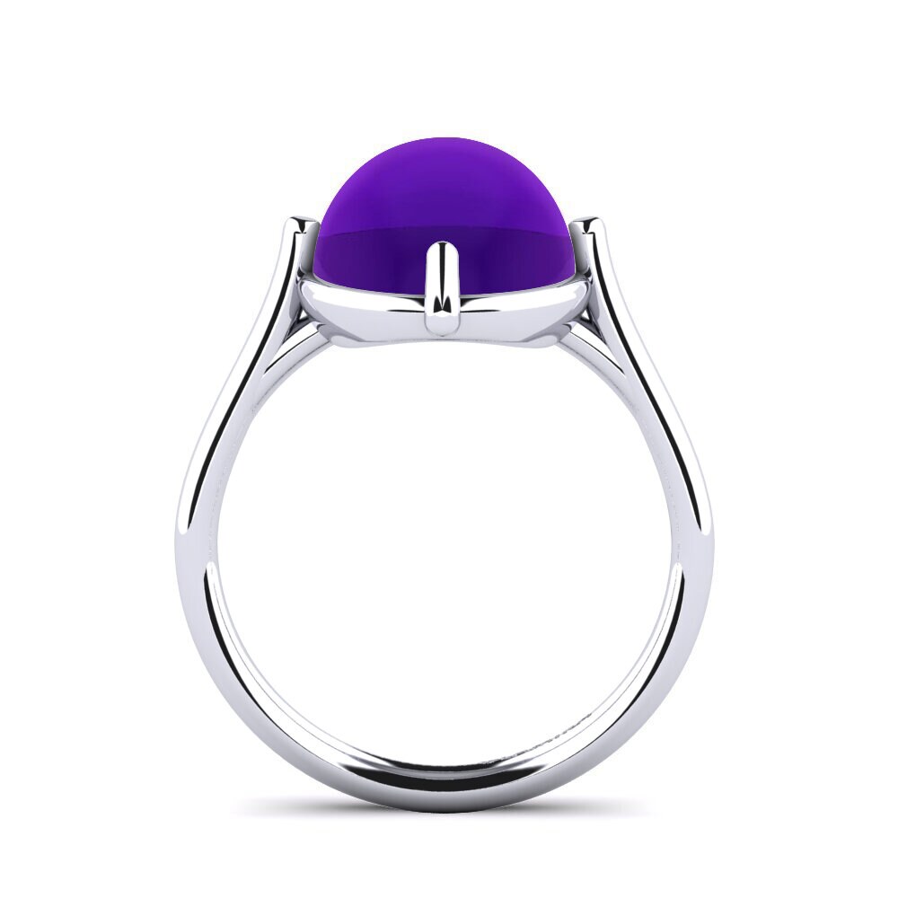 Platino 950 Amatista Cabujón Anillo Absolon