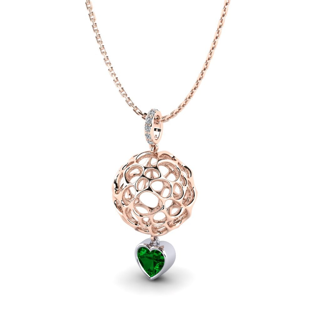14k Oro Rosa & Blanco Circonita Verde Colgante de Mujer Accroc