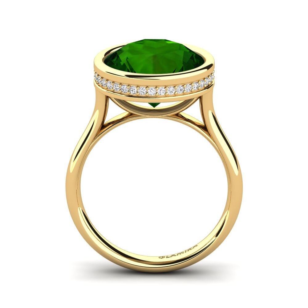 14k Oro Amarillo Turmalina verde Anillo Adaliz