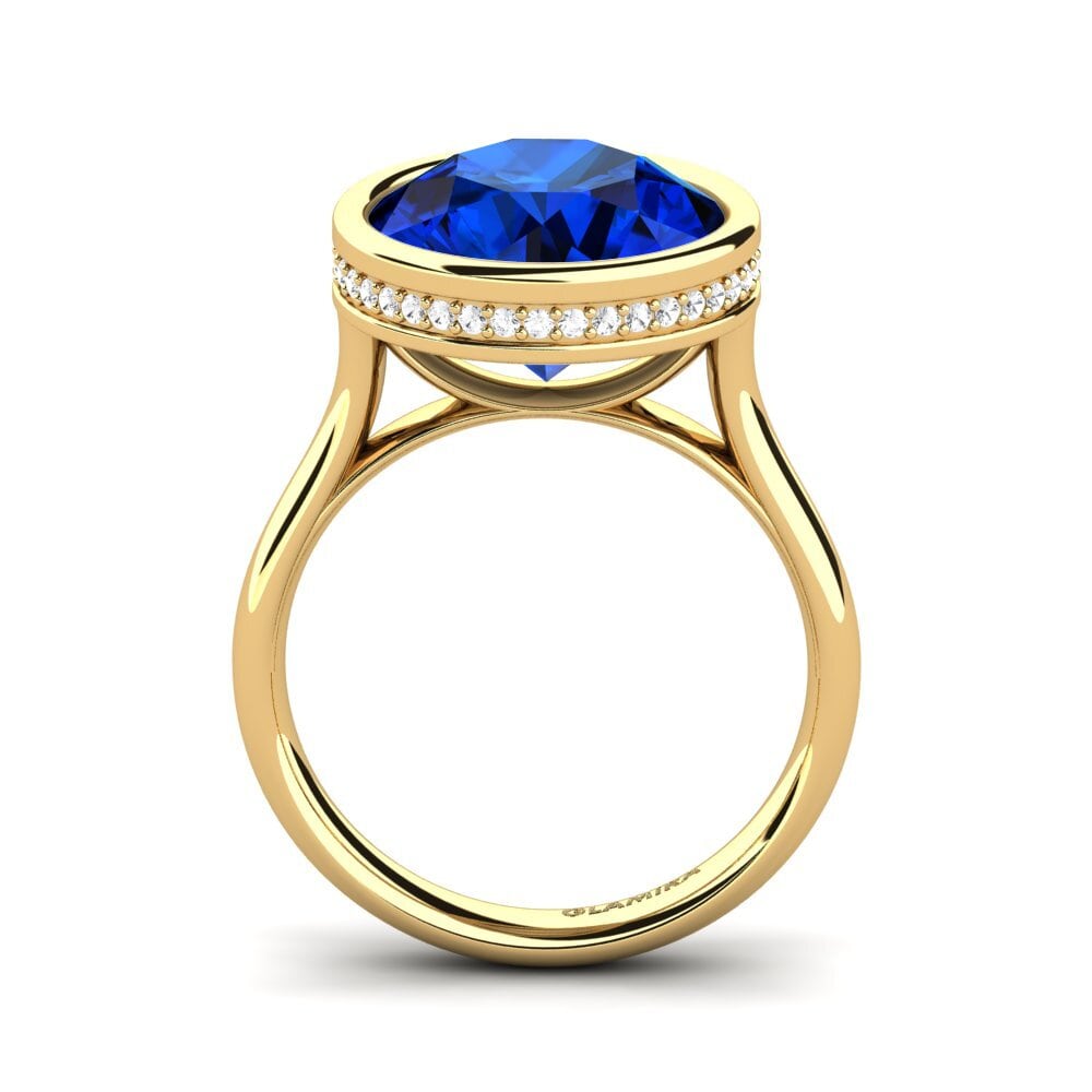 14k Oro Amarillo Safiro (Creado en Laboratorio) Anillo Adaliz