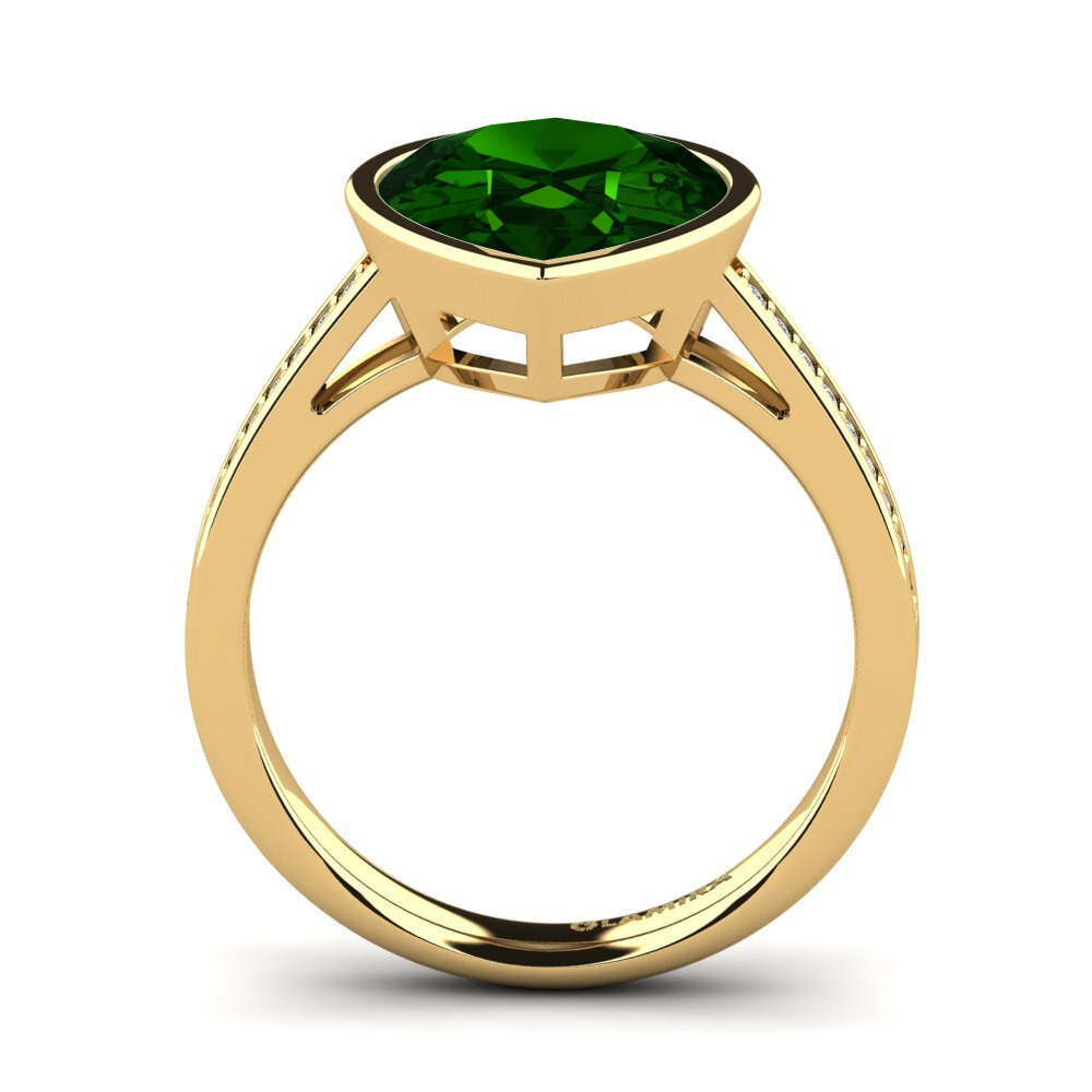 14k Oro Amarillo Turmalina verde Anillo Adeshia