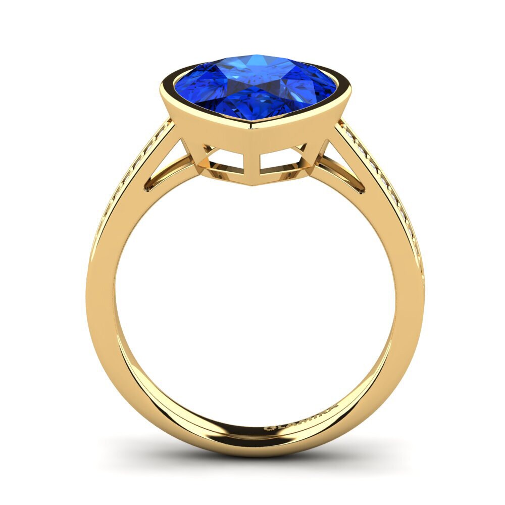 14k Oro Amarillo Safiro (Creado en Laboratorio) Anillo Adeshia