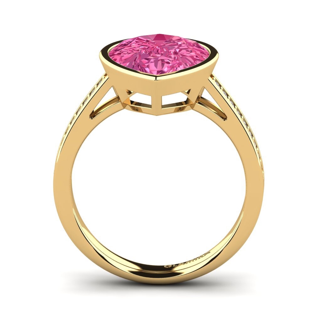 14k Oro Amarillo Turmalina rosa Anillo Adeshia