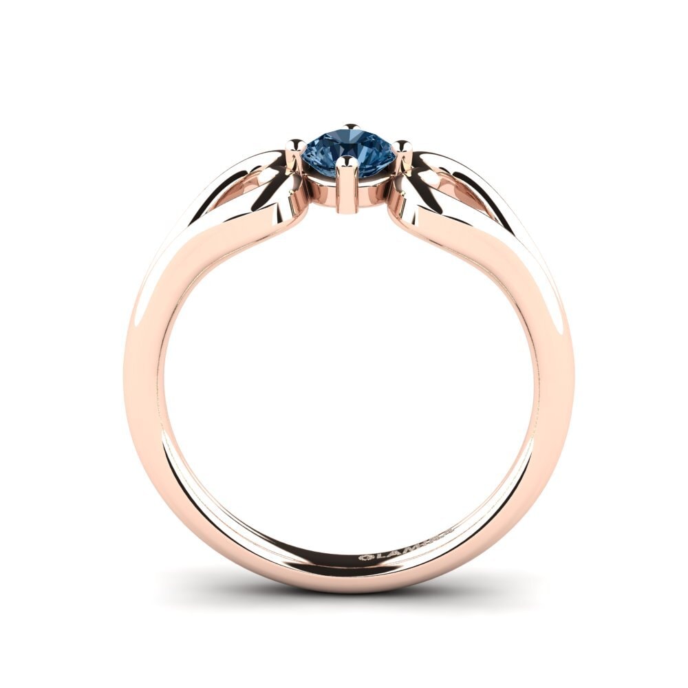 14k Oro Rosa Diamante Azul Anillo de compromiso Adima