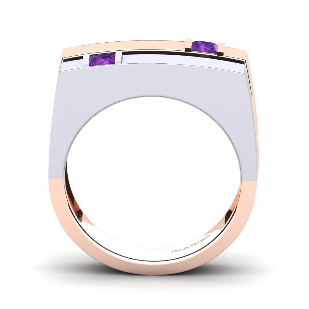 18ct Rose & White Gold Amethyst Men's Ring Admetus