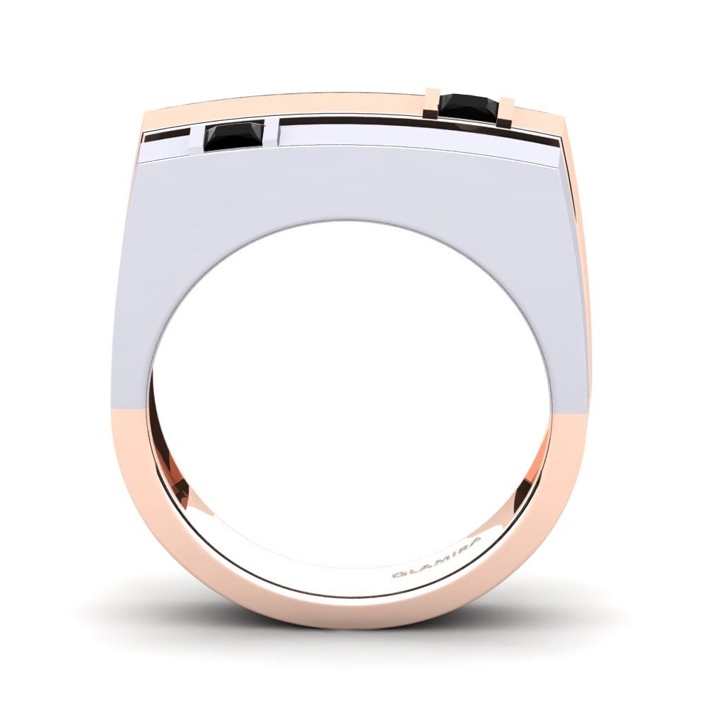 Oro Rosso & Bianco 375 Onice Nero Anello da uomo Admetus