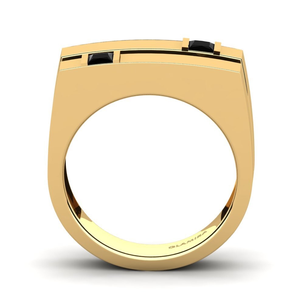 Oro Giallo 585 Onice Nero Anello da uomo Admetus