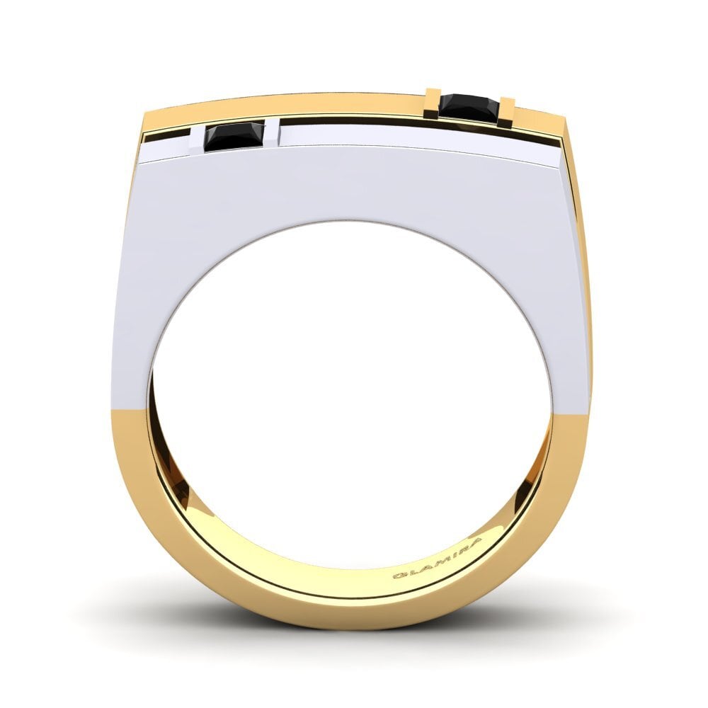 18ct Yellow & White Gold Black Diamond Men's Ring Admetus
