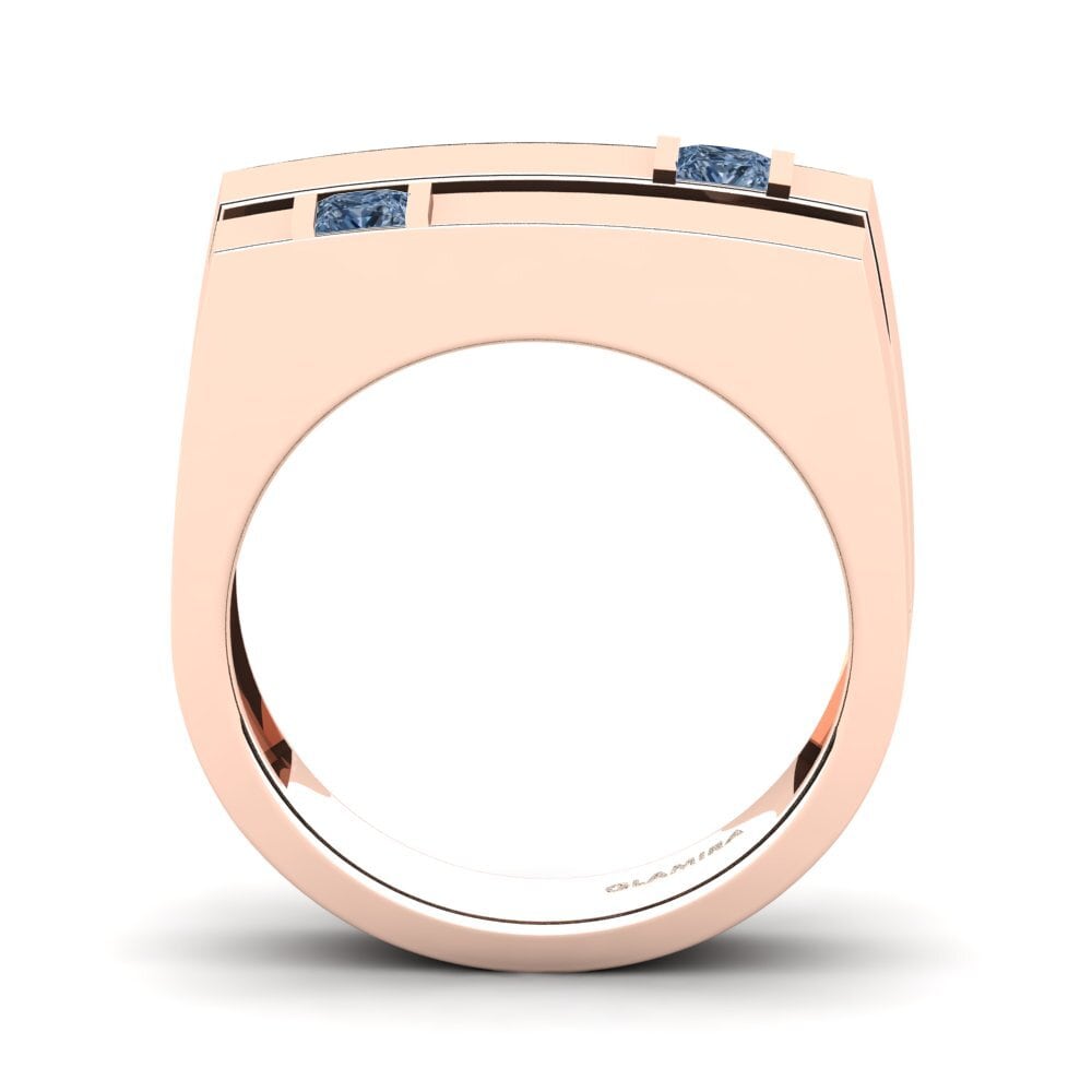 Oro Rosso 585 Diamante Blu Anello da uomo Admetus