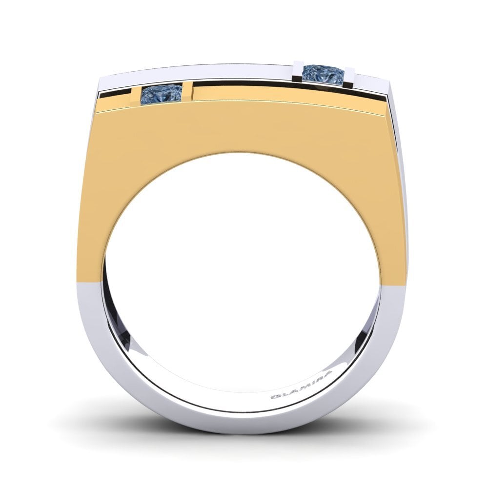 18ct White & Yellow Gold Blue Diamond Men's Ring Admetus