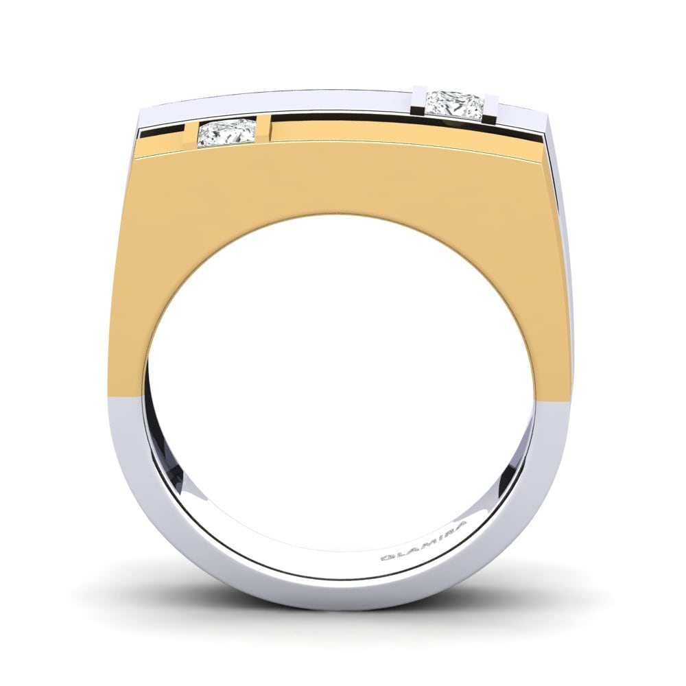Oro Bianco & Giallo 750 Zaffiro Bianco Anello da uomo Admetus