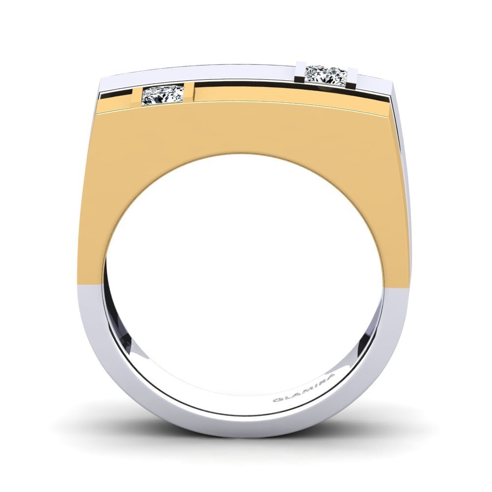 18ct White & Yellow Gold Zirconia Men's Ring Admetus