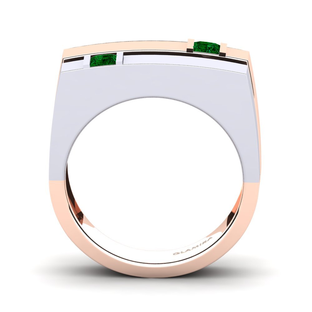 Oro Rosso & Bianco 375 Zircone Verde Anello da uomo Admetus