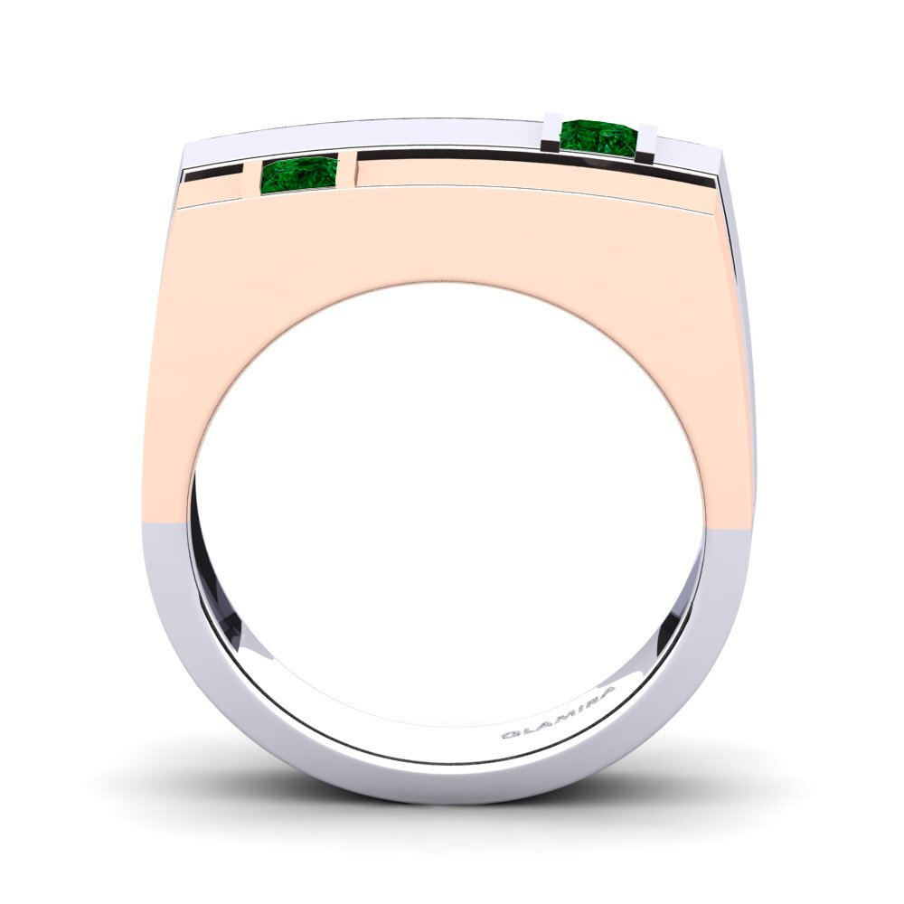 Oro Bianco & Rosso 375 Zircone Verde Anello da uomo Admetus