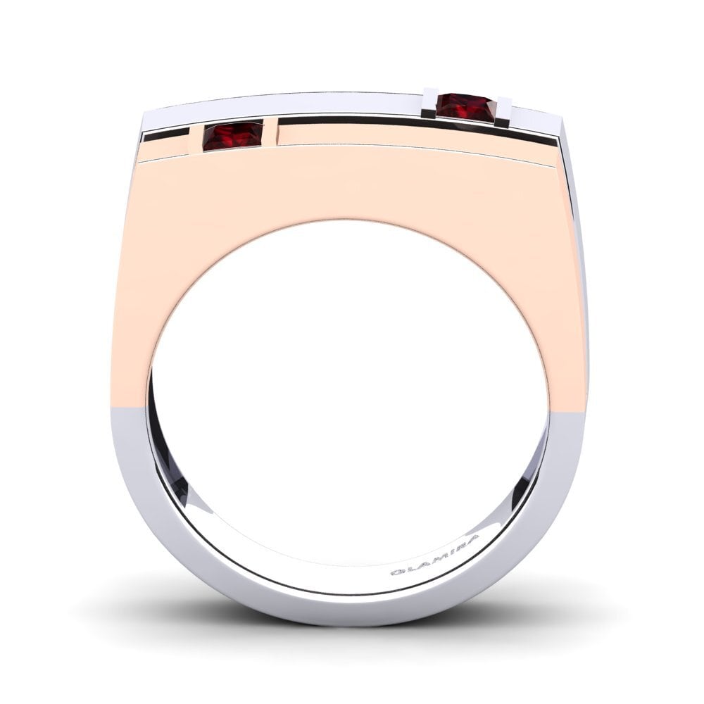 Oro Bianco & Rosso 585 Granato Anello da uomo Admetus