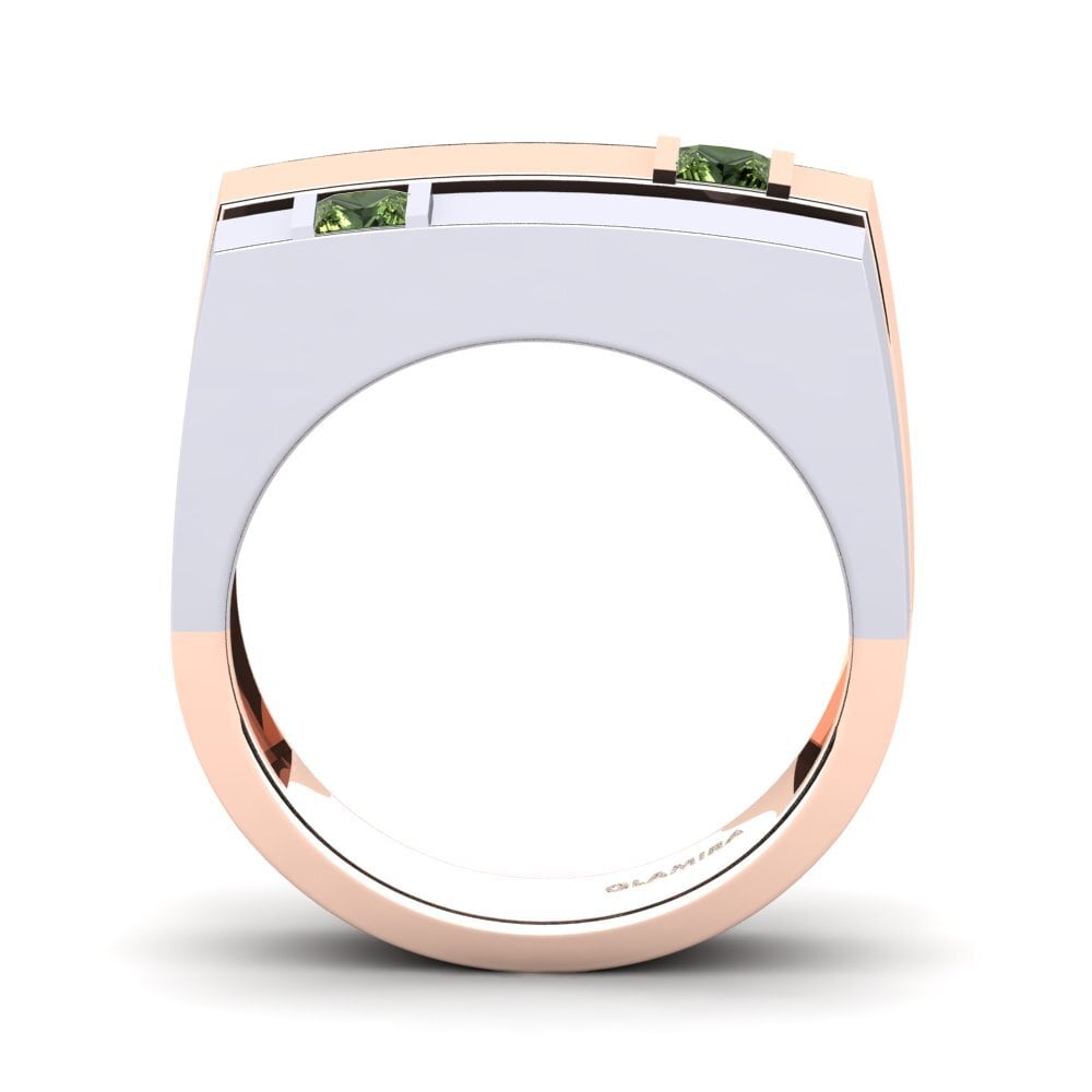 18ct Rose & White Gold Green Sapphire Men's Ring Admetus