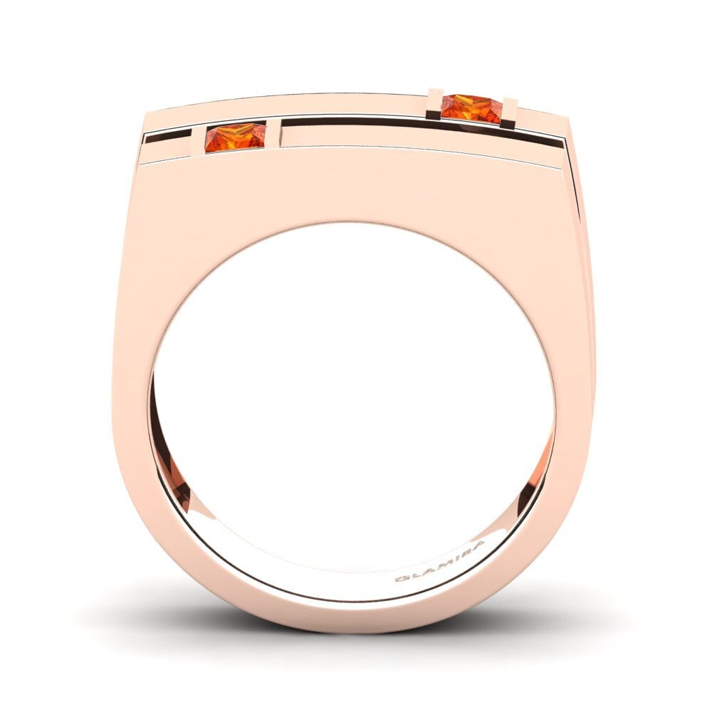 9ct Rose Gold Orange Sapphire Men's Ring Admetus