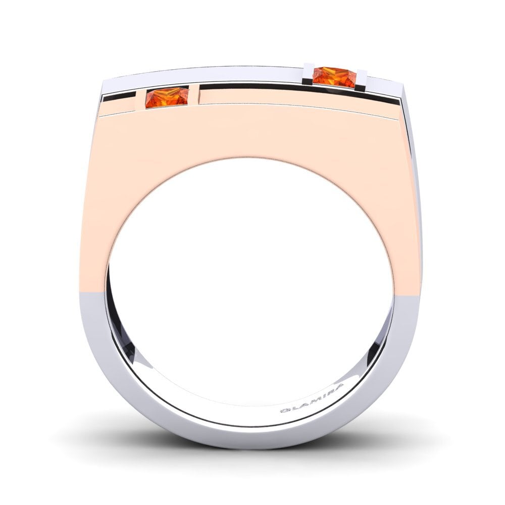 Oro Bianco & Rosso 585 Zaffiro Arancione Anello da uomo Admetus