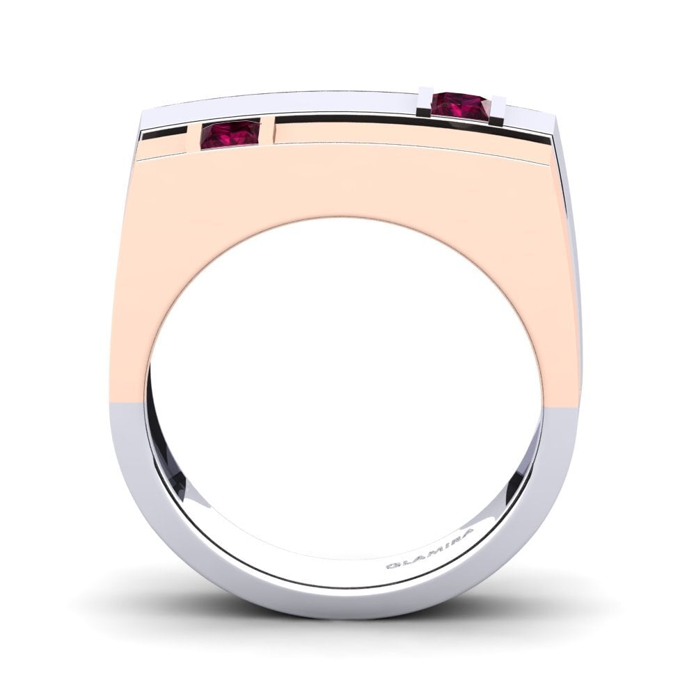 Oro Bianco & Rosso 375 Granato Rodolite Anello da uomo Admetus