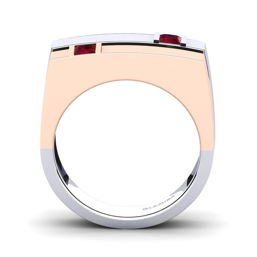 Oro Bianco & Rosso 585 Rubino Anello da uomo Admetus