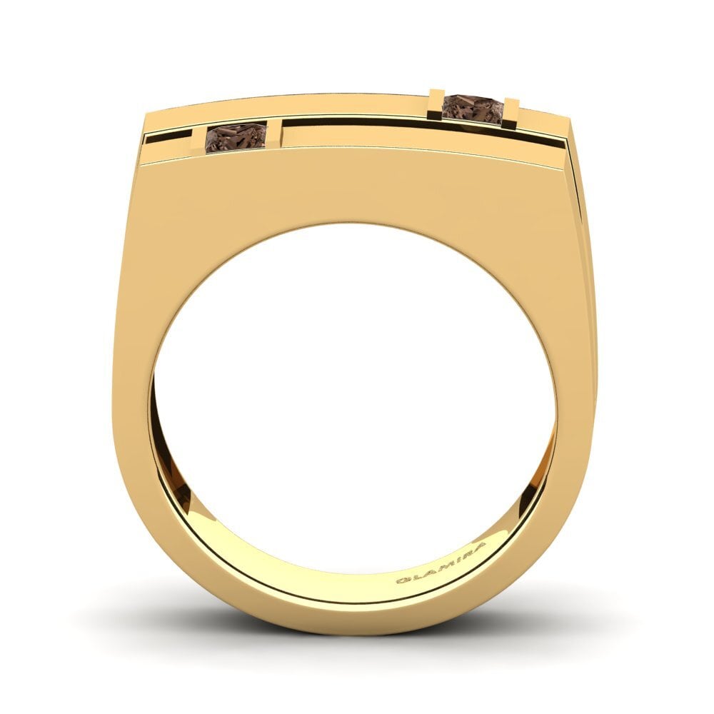 18ct Yellow Gold Smoky Quartz Men's Ring Admetus