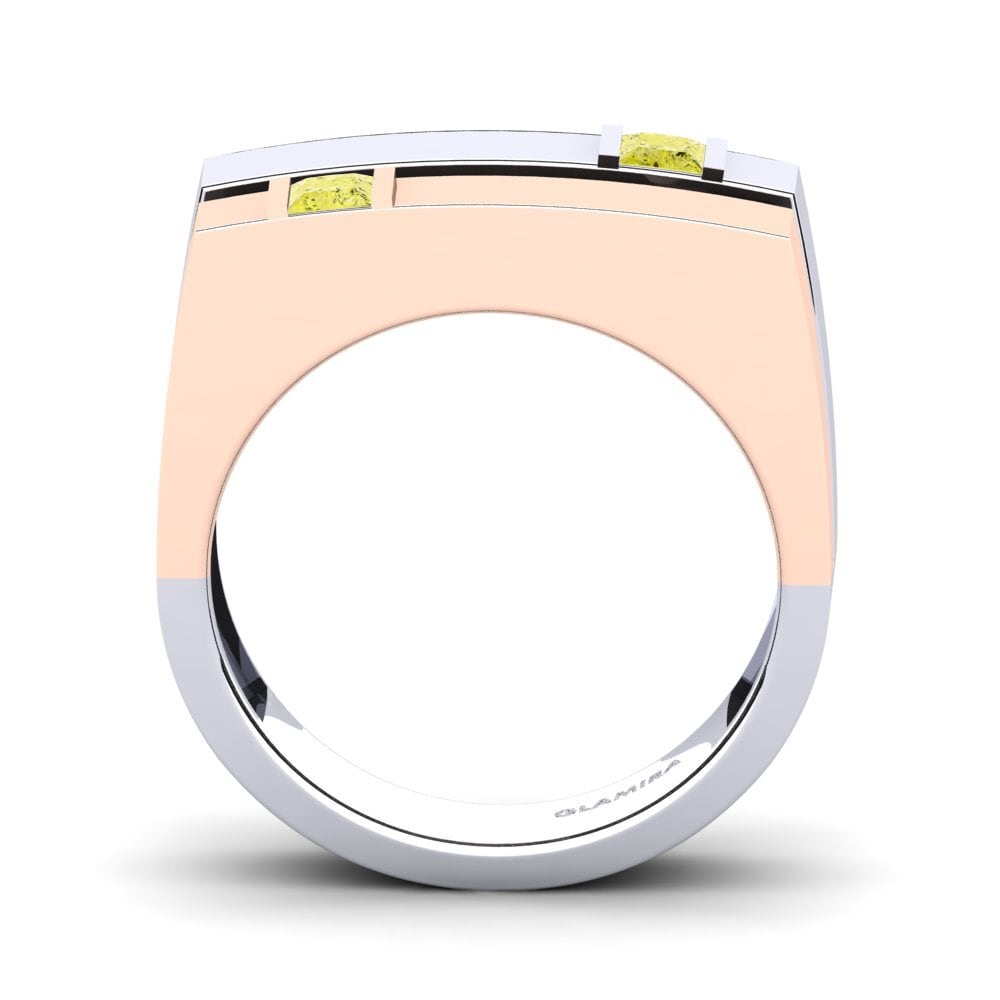 Oro Bianco & Rosso 375 Diamante Giallo Anello da uomo Admetus