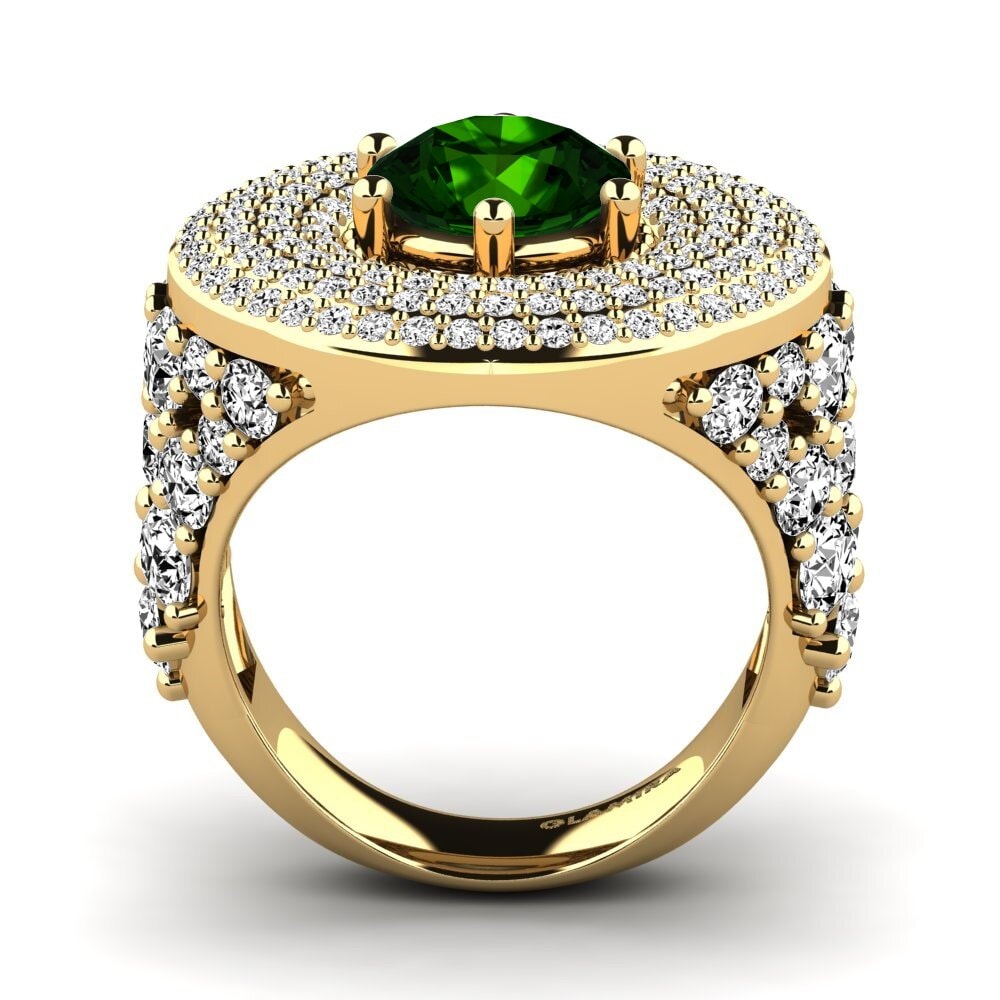 14k Oro Amarillo Turmalina verde Anillo Adoel