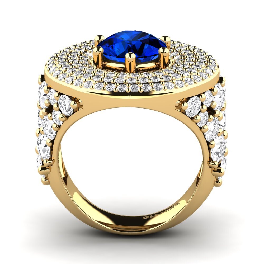 14k Oro Amarillo Safiro (Creado en Laboratorio) Anillo Adoel