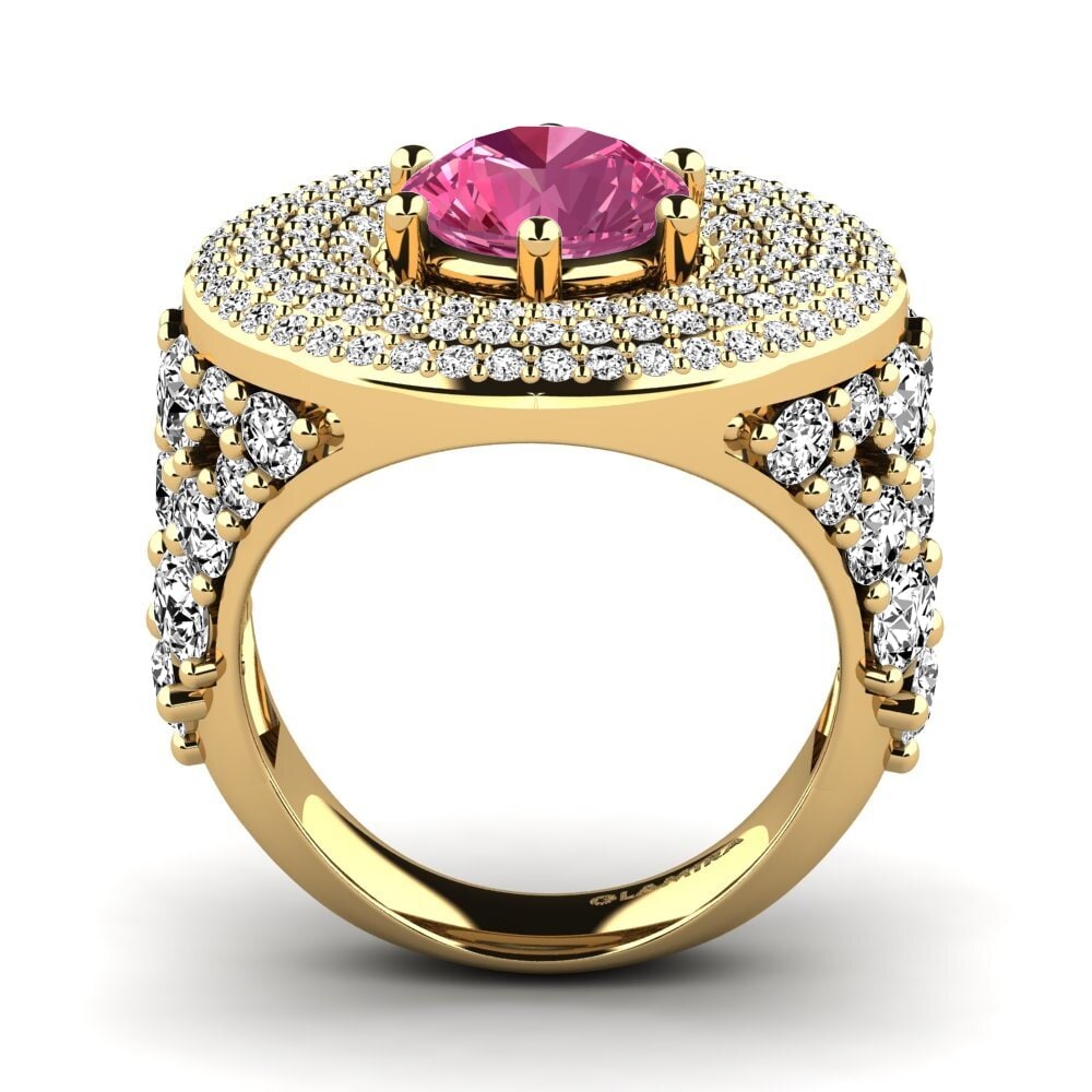 14k Oro Amarillo Turmalina rosa Anillo Adoel