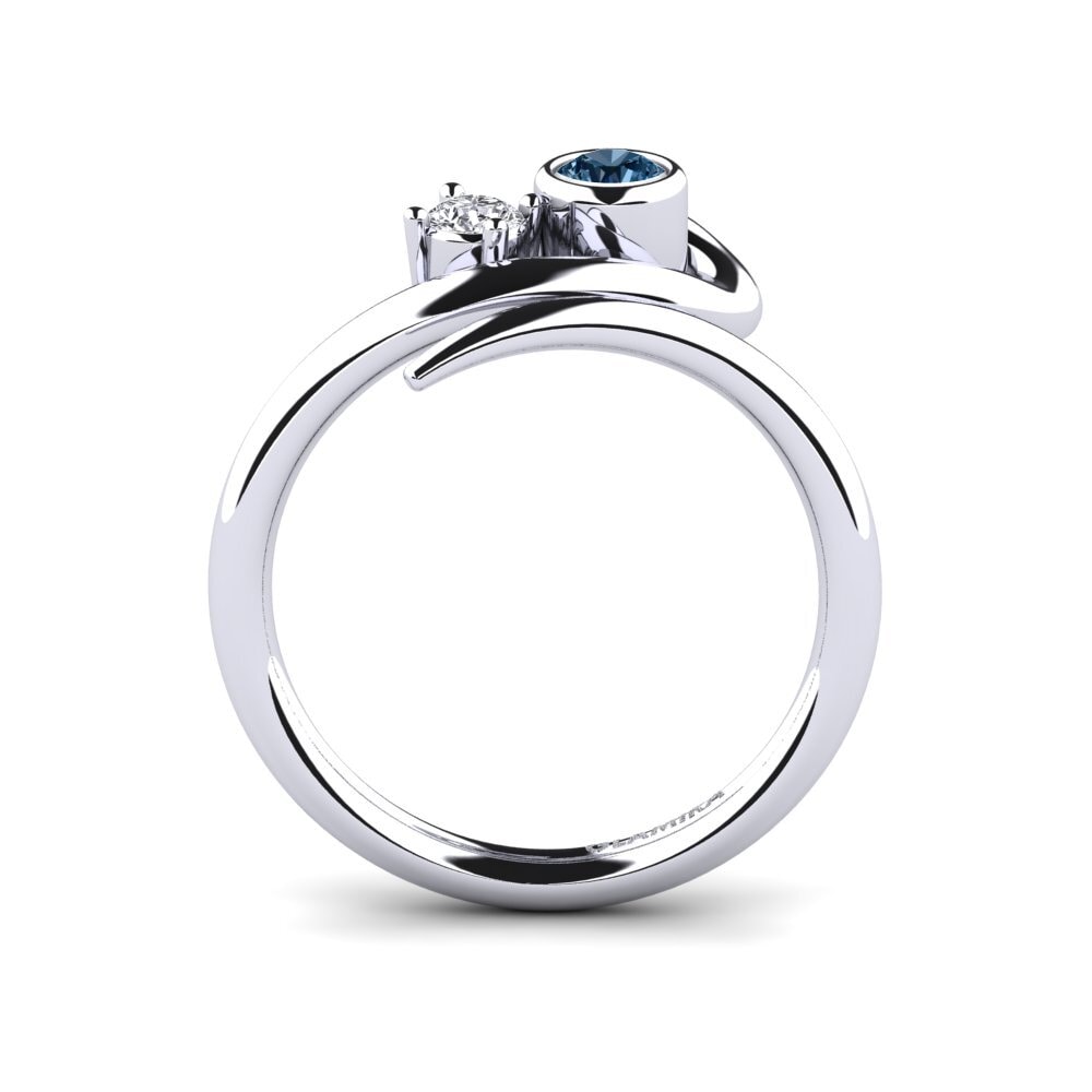 950 Palladium Blue Diamond Ring Adsila