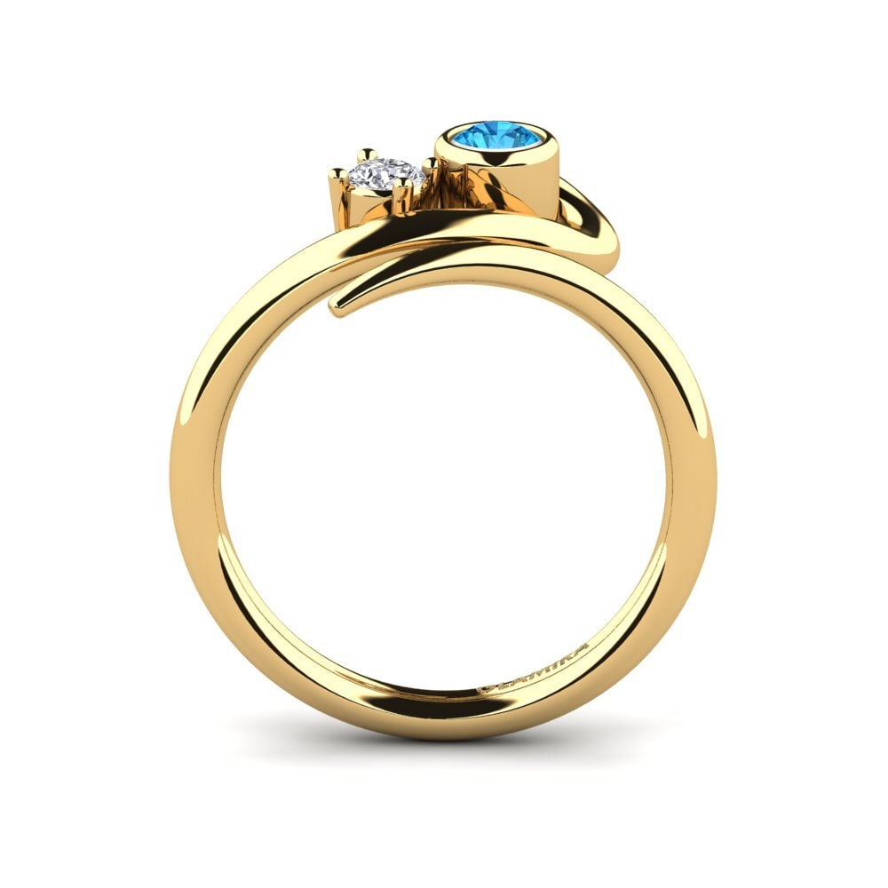 9ct Yellow Gold Blue Topaz Ring Adsila