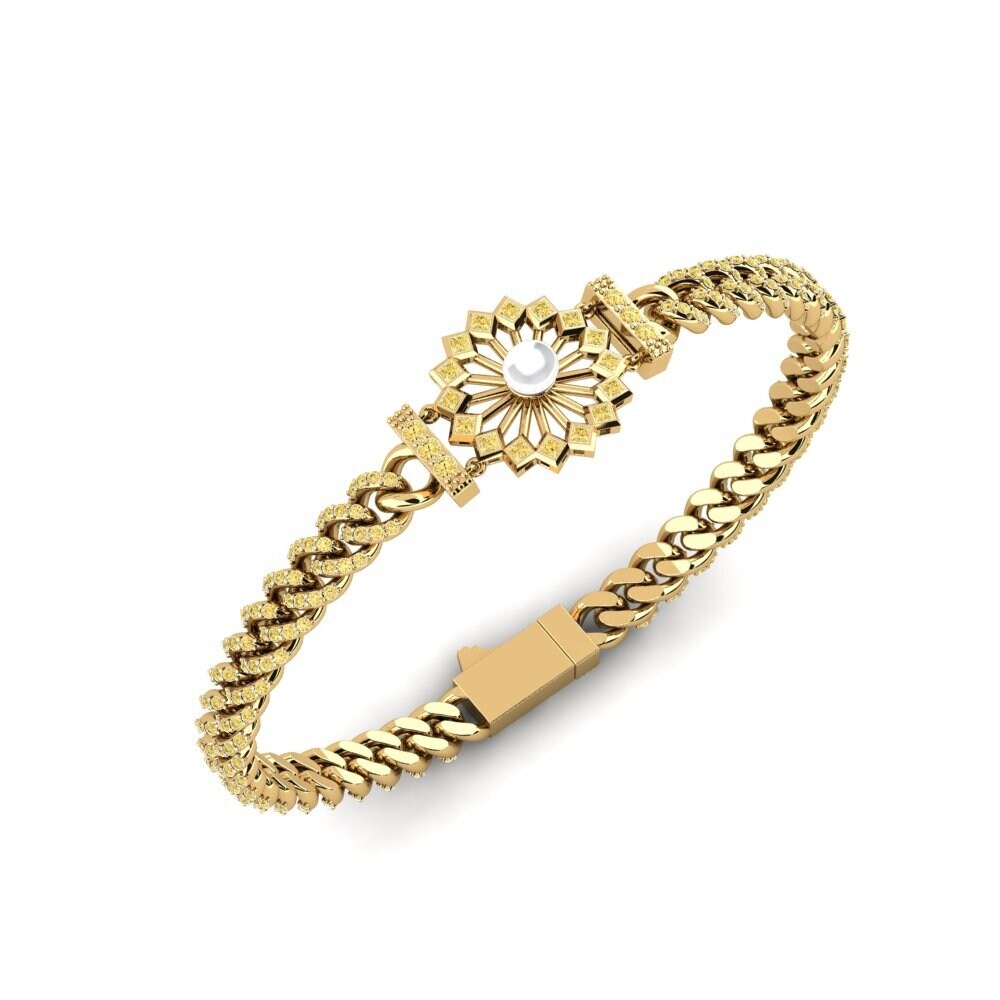 14ct Yellow Gold Yellow Diamond Women's Bracelet Afpoty