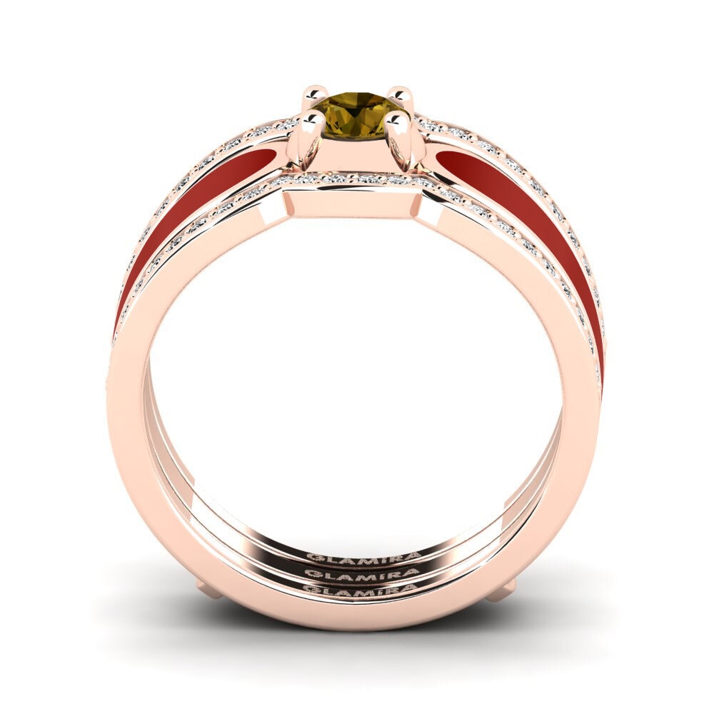 Brauner Zirkon Ring Agend SET