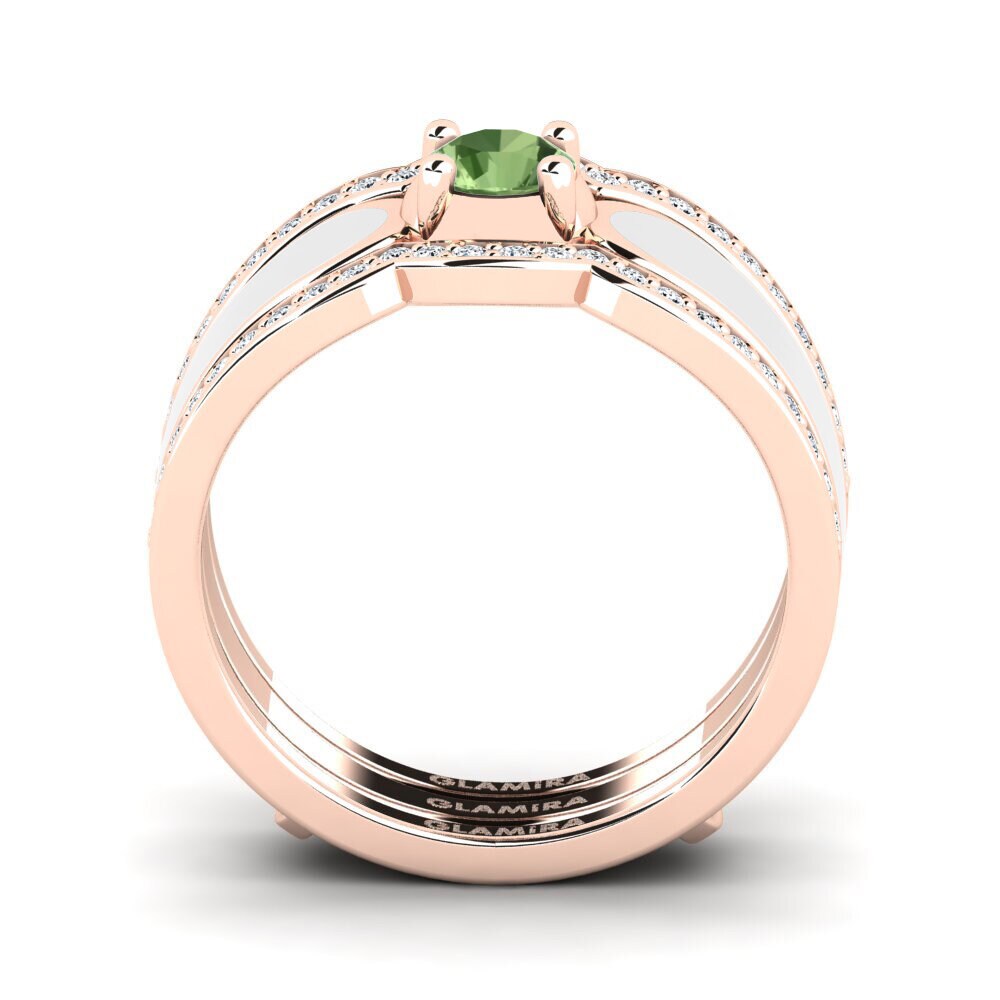 Zafiro Verde Anillo Agend SET