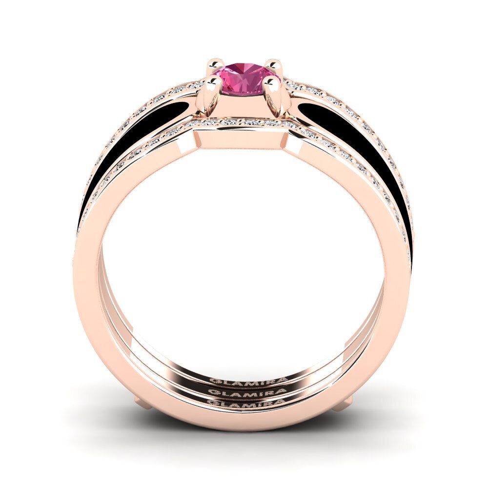 Turmalina rosa Anillo Agend SET