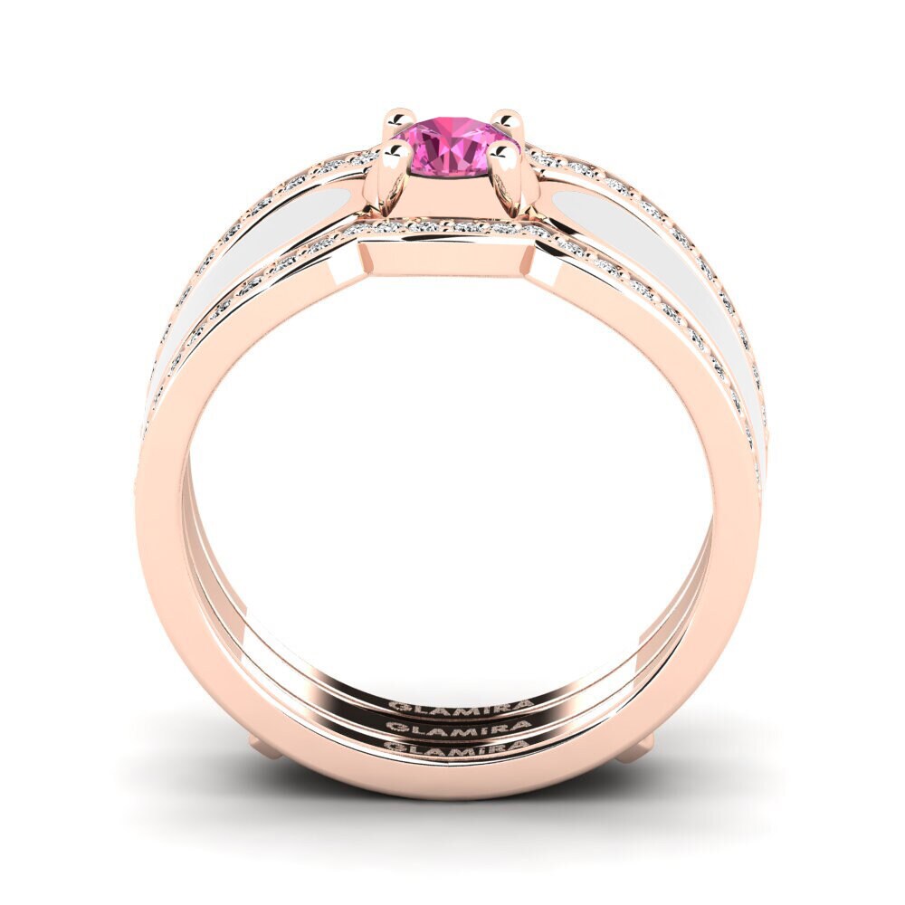 Rosa Topas Ring Agend SET