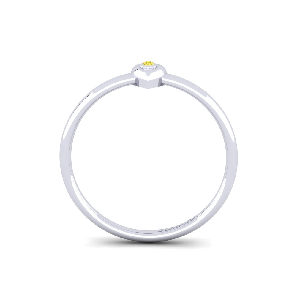 Round Yellow Sapphire Ring Aglio